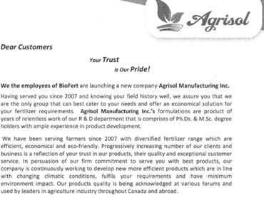 Agrisol letter